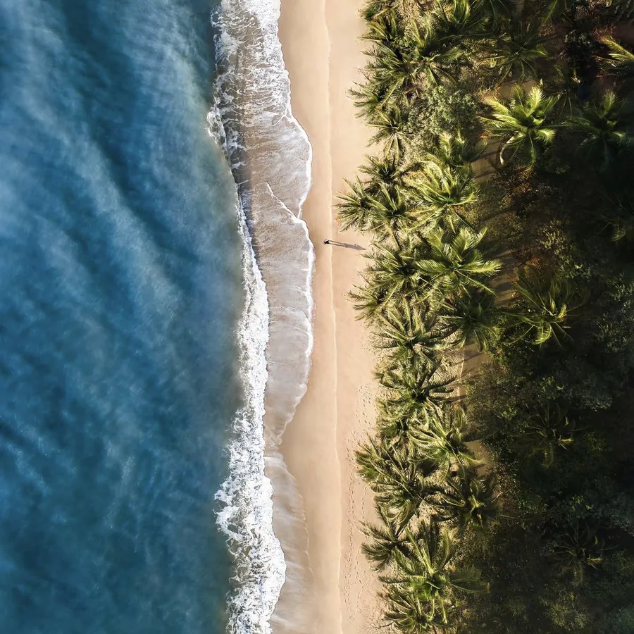 The shoreline at Mero Beach from the air